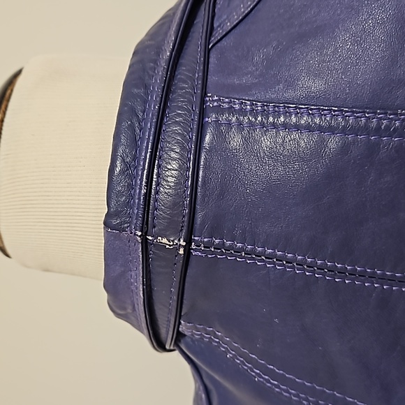 Purple leather bomber biker moto jacket pockets lined Wilson's Leather - Picture 9 of 16